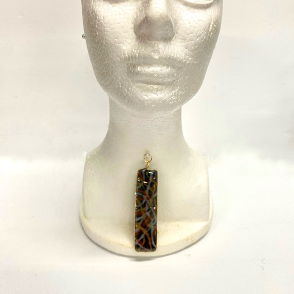 HANDMADE Original Abstract Metallics Resin Art Statement Oendant - Picture 3 of 9
